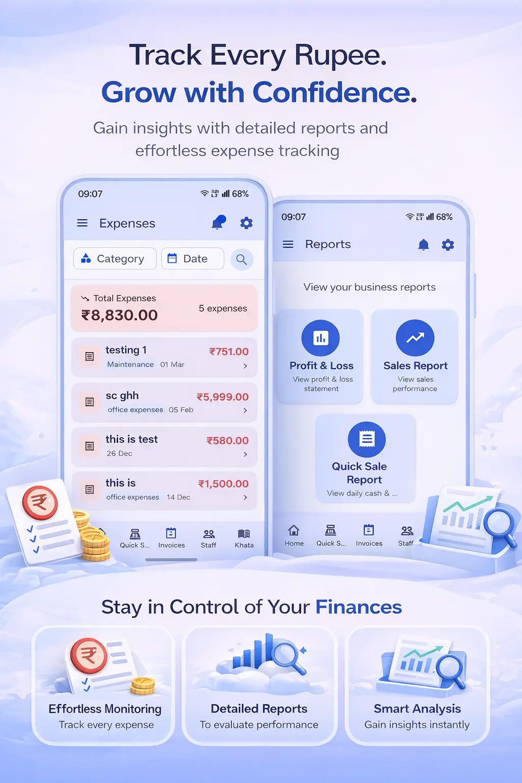 Ledgerly expense and business reports screenshots
