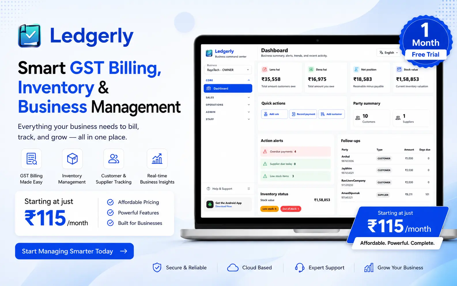 Ledgerly web dashboard preview